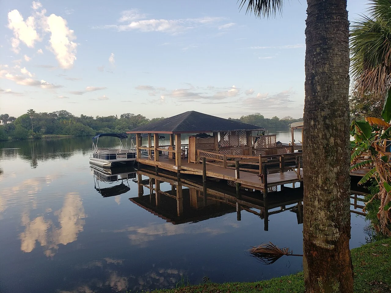 A residential dock on Crane Creek in Melbourne, Florida